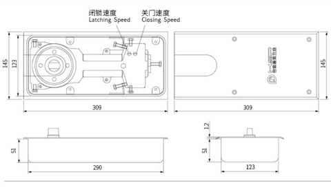 玻璃门五金 828 地铰链