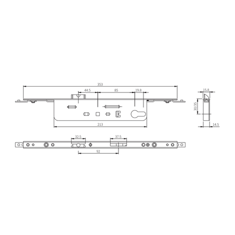 不锈钢定制实心门锁体 P8535/P8530
