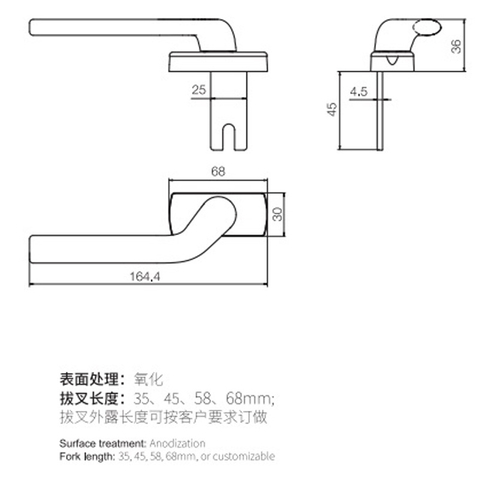 专业工厂铝合金窗执手 豪华窗叉执手 JCZ01 