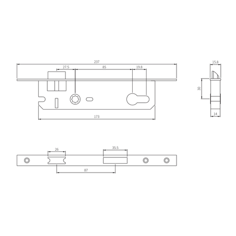 不锈钢定制防盗门锁体 P8530A